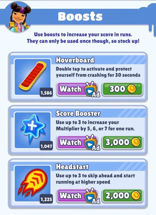 Paid Power Ups in Subway Surfers