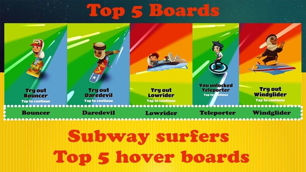 Top 5 Best Hoverboards in Subway Surfers